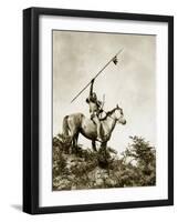 The Challenge (Yakama Warrior on Horseback, 1911)-Eugene Everett Lavalleur and L.V. McWhorter-Framed Giclee Print