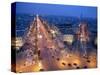 The Champs Elysees at Night from the Arc De Triomphe, Paris, France, Europe-Martin Child-Stretched Canvas