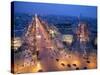 The Champs Elysees at Night from the Arc De Triomphe, Paris, France, Europe-Martin Child-Stretched Canvas