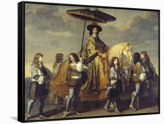 The Chancellor Séguier During the Entrance of Ludwig XIV in Paris, C. 1655-57-Charles Le Brun-Framed Stretched Canvas