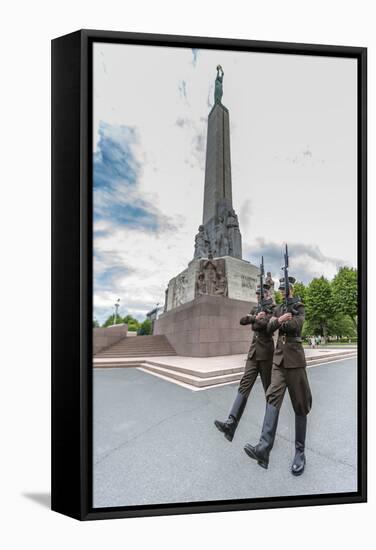 The Changing of the Guard at the Monument of Freedom, Riga, Latvia, Europe-Michael-Framed Stretched Canvas