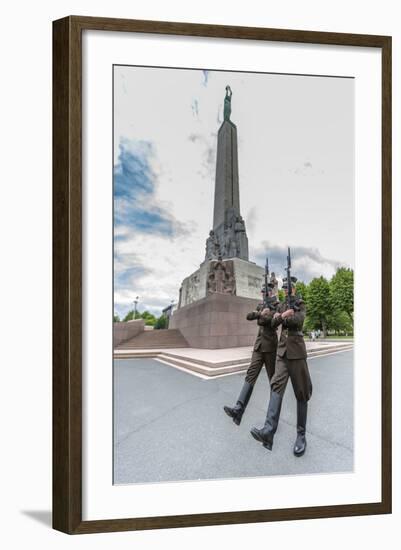 The Changing of the Guard at the Monument of Freedom, Riga, Latvia, Europe-Michael-Framed Photographic Print