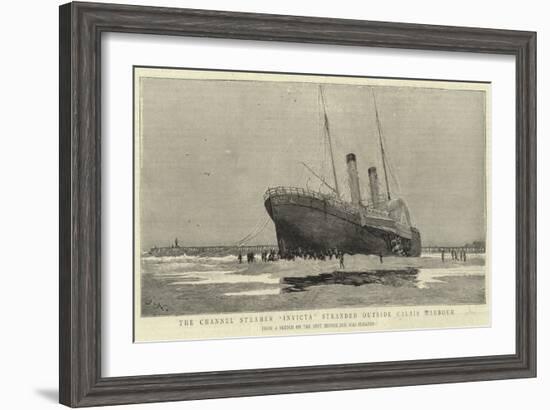 The Channel Steamer Invicta Stranded Outside Calais Harbour-null-Framed Giclee Print