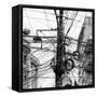 The Chaos of Cables and Wires in Kathmandu - Nepal (Black and White)-Vadim Petrakov-Framed Stretched Canvas