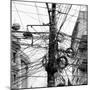 The Chaos of Cables and Wires in Kathmandu - Nepal (Black and White)-Vadim Petrakov-Mounted Photographic Print