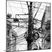 The Chaos of Cables and Wires in Kathmandu - Nepal (Black and White)-Vadim Petrakov-Mounted Photographic Print