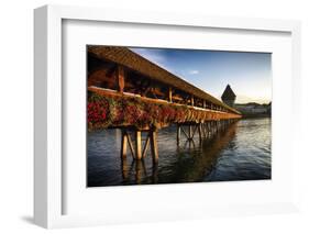 The Chapel Bridge in Warm Light, Lucerne, CH-George Oze-Framed Photographic Print