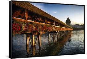 The Chapel Bridge in Warm Light, Lucerne, CH-George Oze-Framed Stretched Canvas