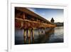 The Chapel Bridge in Warm Light, Lucerne, CH-George Oze-Framed Photographic Print