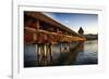 The Chapel Bridge in Warm Light, Lucerne, CH-George Oze-Framed Photographic Print