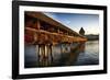 The Chapel Bridge in Warm Light, Lucerne, CH-George Oze-Framed Photographic Print