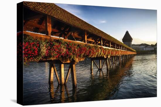 The Chapel Bridge in Warm Light, Lucerne, CH-George Oze-Stretched Canvas