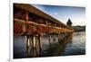 The Chapel Bridge in Warm Light, Lucerne, CH-George Oze-Framed Photographic Print