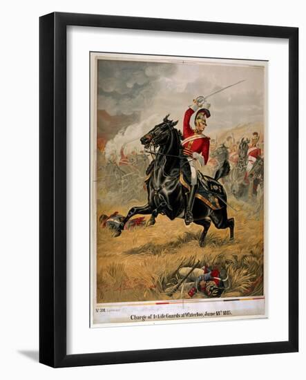 The Charge of the 1st Life Guards at Waterloo, Published C.1890-Henry A. Payne-Framed Giclee Print