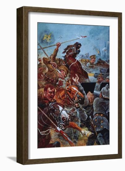 The Charge of the 9th Lancers During the Retreat from Mons-Stanley L. Wood-Framed Giclee Print