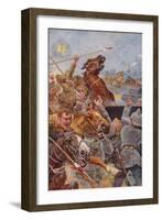 The Charge of the 9th Lancers During the Retreat from Mons-Stanley L. Wood-Framed Giclee Print
