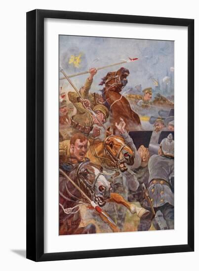 The Charge of the 9th Lancers During the Retreat from Mons-Stanley L. Wood-Framed Giclee Print