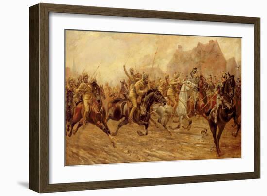 The Charge of the Bengal Lancers at Neuve Chapelle-George Derville Rowlandson-Framed Giclee Print