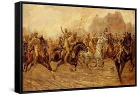 The Charge of the Bengal Lancers at Neuve Chapelle-George Derville Rowlandson-Framed Stretched Canvas