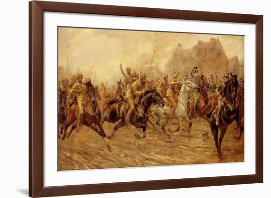 The Charge of the Bengal Lancers at Neuve Chapelle-George Derville Rowlandson-Framed Premium Giclee Print