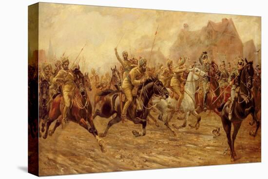 The Charge of the Bengal Lancers at Neuve Chapelle-George Derville Rowlandson-Stretched Canvas