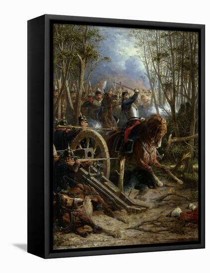 The Charge of the French Cuirassiers at Reichshof-Adolphe Yvon-Framed Stretched Canvas