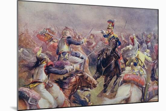 The Charge of the Heavy Brigade Against the French Cuirassiers at Waterloo, from 'British Battles…-Christopher Clark-Mounted Giclee Print