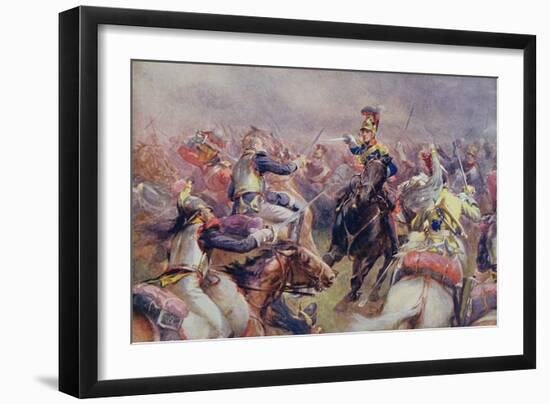 The Charge of the Heavy Brigade Against the French Cuirassiers at Waterloo, from 'British Battles…-Christopher Clark-Framed Giclee Print