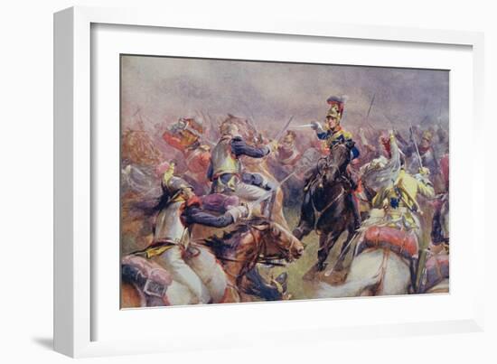 The Charge of the Heavy Brigade Against the French Cuirassiers at Waterloo, from 'British Battles…-Christopher Clark-Framed Giclee Print