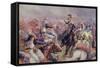 The Charge of the Heavy Brigade Against the French Cuirassiers at Waterloo, from 'British Battles…-Christopher Clark-Framed Stretched Canvas