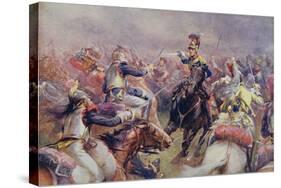 The Charge of the Heavy Brigade Against the French Cuirassiers at Waterloo, from 'British Battles…-Christopher Clark-Stretched Canvas