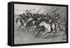 The Charge on the Sun-Pole, 1890 (Wood Engraving on Newsprint)-Frederic Remington-Framed Stretched Canvas