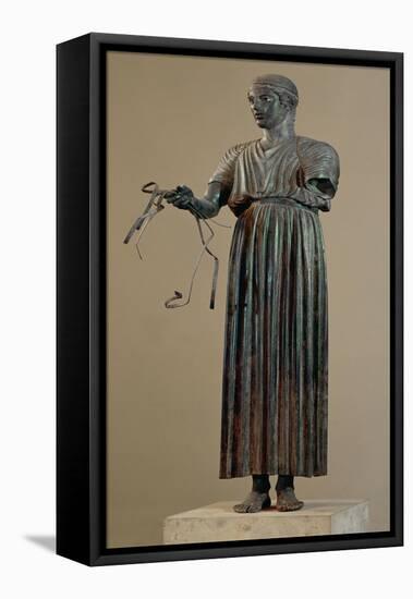 The Charioteer of Delphi, a Votive Offering from Polyzalos-Sotades-Framed Stretched Canvas