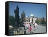 The Charles Bridge, Prague, Czech Republic-Peter Thompson-Framed Stretched Canvas