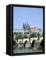 The Charles Bridge the Castle and St Vitus Cathedral, Prague, Czech Republic-Peter Thompson-Framed Stretched Canvas