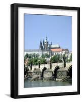 The Charles Bridge the Castle and St Vitus Cathedral, Prague, Czech Republic-Peter Thompson-Framed Photographic Print