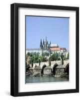 The Charles Bridge the Castle and St Vitus Cathedral, Prague, Czech Republic-Peter Thompson-Framed Photographic Print