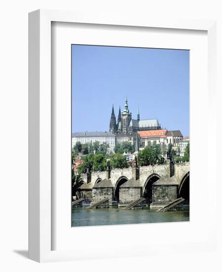 The Charles Bridge the Castle and St Vitus Cathedral, Prague, Czech Republic-Peter Thompson-Framed Photographic Print