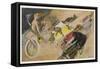 The Chase!, a Symbolic Depicting of the Immense Enthusiasm for Motor Racing-Johann Martini-Framed Stretched Canvas