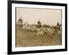 The Chase of the Devon and Somerset Stag Hunt with Horses and Hounds Running Downhill England-null-Framed Photographic Print