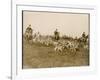 The Chase of the Devon and Somerset Stag Hunt with Horses and Hounds Running Downhill England-null-Framed Premium Photographic Print