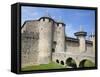 The Chateau Comtal Inside La Cite, Carcassonne, UNESCO World Heritage Site, Languedoc-Roussillon, F-David Clapp-Framed Stretched Canvas