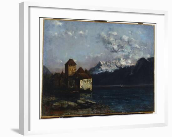 The Chateau De Chillon, 1877-Gustave Courbet-Framed Giclee Print