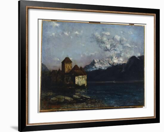 The Chateau De Chillon, 1877-Gustave Courbet-Framed Giclee Print