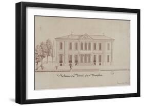 The Chateau De La Piscine, Near Montpellier, Drawn by Monsieur De Cenani (Pencil and Ink on Paper)-null-Framed Premium Giclee Print