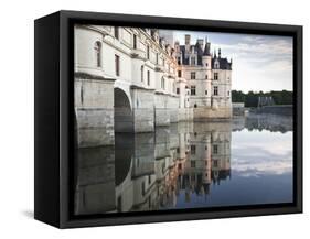 The Chateau of Chenonceau Reflecting in the Waters of the River Cher, UNESCO World Heritage Site, I-Julian Elliott-Framed Stretched Canvas