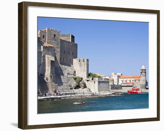 The Chateau-Royal and the Church of Notre-Dame-Des-Anges from the Harbour at Collioure, Cote Vermei-David Clapp-Framed Photographic Print