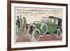 The Chauffeur of a Peugeot Waits While His Passengers Admire the View-Jean Grangier-Framed Art Print