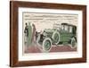 The Chauffeur of a Peugeot Waits While His Passengers Admire the View-Jean Grangier-Framed Art Print