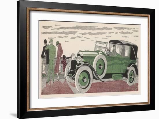 The Chauffeur of a Peugeot Waits While His Passengers Admire the View-Jean Grangier-Framed Art Print